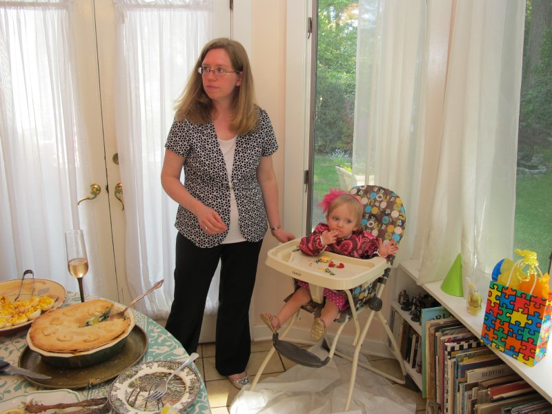 Celia on high chair duty