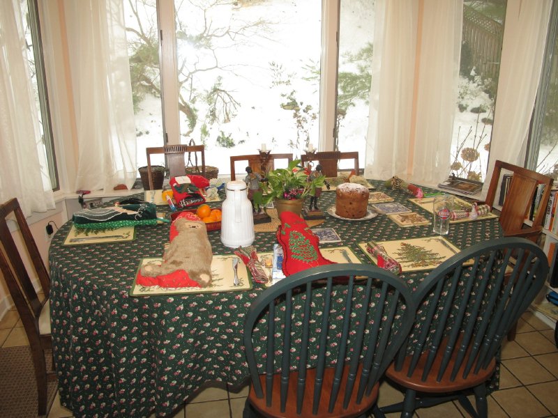 christmas morning Breakfast with stocking