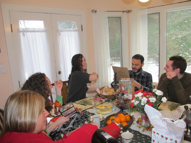 Christmas morning--opening stockings